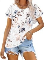 New (Size M) Women's Summer Hollow T-Shirt Ruffle