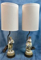 Pair of Victorian Porcelain End Table Lamps
