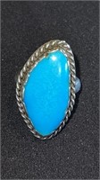 Navajo Silver & Turquoise Ring Sz.10