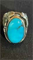 Silver & Turquoise Eagle Ring Sz.8 1/4