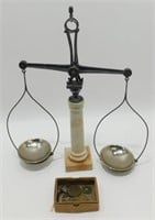 Antique Scale with Marble Base and Weights -