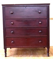 1800s sheraton chest, wood pulls