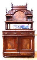 Victorian high back marble top sideboard