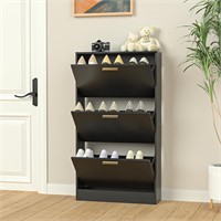 $86  Slim Shoe Cabinet - 3 Drawers  Black  1pc
