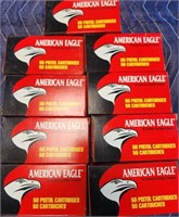 P - 9 BOXES AMERICAN EAGLE 9MM AMMO (A8)