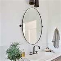 Modern Oval Wall Mounted Vanity Mirror, Stainless