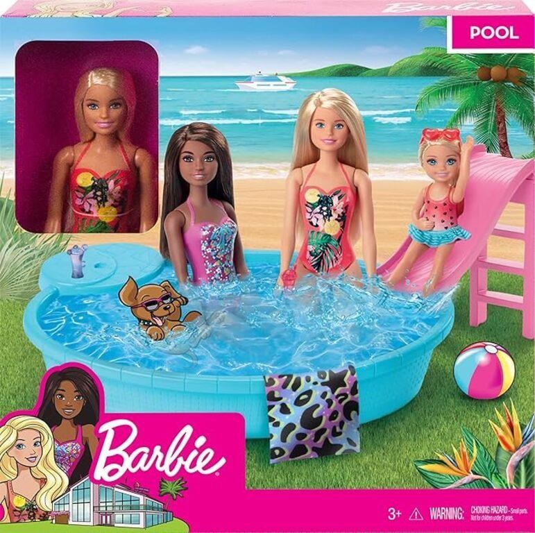 Barbie Doll, 11.5-Inch Blonde, Pool Playset with S