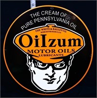 12in porcelain round Oilzum sign