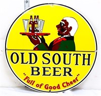 12in round porcelain Old South Beer sign