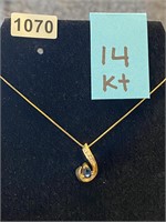 Marked 14k Necklace with J Pendant