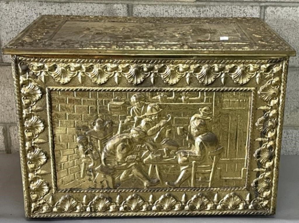 Brass Embossed Repose' Over Wood Trunk Box