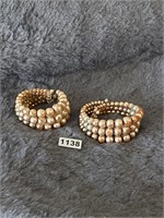 Faux Pearl 3 Row Beaded Bracelet