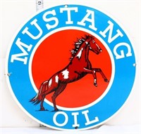 12in round porcelain Mustang Oil sign
