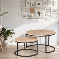 CENSI Natural Oak Round Nesting Table | Coffee Ta