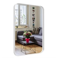 18x24 Bathroom Mirror for Wall, White Metal Frame