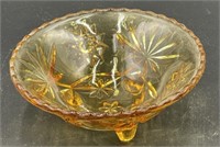 Amber Pressed Glass Footed Candy Dish