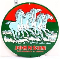 12in round porcelain Johnson Sea Horses sign