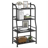 FKUO 4 Tier Metal Shelf Storage Shelves Living Ro