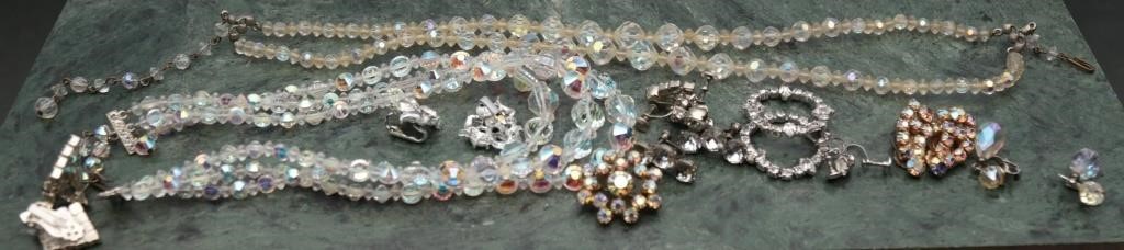 Vintage Aurora Borealis Glass & Rhinestone Jewelry