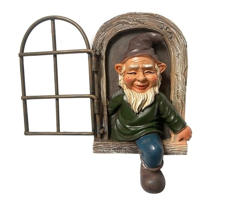 Statue,Resin Old Man Cartoon Statue,Elf Out The