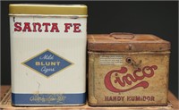 Vintage Cinco Handy Humidor & Santa Fe Cigar Tins