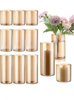 12 pcs Cylinder Vases Candle Holders for Pillar