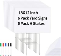 FM7626  Blank Yard Signs, 18 x 12, White, 6 Pack