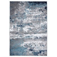 Distressed Modern Abstract Watercolor Blue 5 ft. X