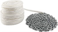 9/16 Nylon Rope with Chain for Boat - White