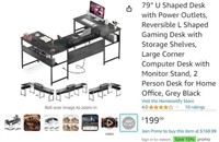 B2087 79” U Shaped Desk with Power Outlets