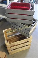 4 Wooden Crates & 1 Plastic