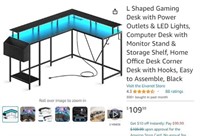 B2100 L Shaped Gaming Desk with Power Outlets
