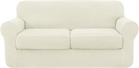 R7042  High Stretch 3 Piece Sofa Cover, Ivory, Med