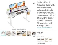 B2060 55 inch Electric Standing Desk with Drawers