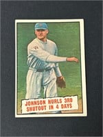 1961 Topps Walter Johnson Shutout Card
