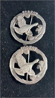 (2) Sterling Turkey & Forest Brooches