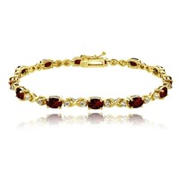 14K Gold Plated Genuine Garnet Topaz Bracelet