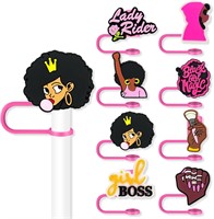 $6  8Pcs Pink Girl Straw Covers  10mm Topper