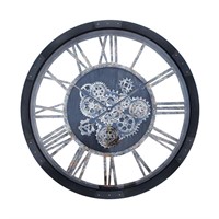 RITTOK 27 inches Black Wall Clock with Real Movin