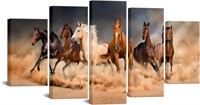 LevvArts 5-Piece Running Horse Canvas Art  Framed