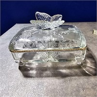 Jeannette Glass Butterfly Clear Cigarette Box