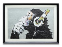 *Banksy Thinking Monkey with Headphones Premium ve