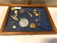 Display Case with various items