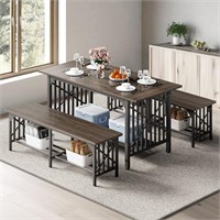 Dining Table Set  Dining Room Table with 2 Benche