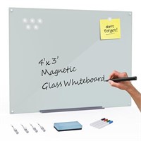 Houseables Glass Dry Erase Board, Frosted Whitebo