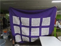 Handsewn 8'x8' Purple Star Quilt Blanket NICE