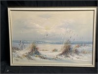 Signed Stanwager(?) Beach Painting On Canvas.