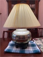 Short Asian Inspired Chrome Table Lamp