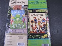 Two Small Garden Flags Sized 12.5" x 18" - See Pic