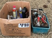 Tool Box and Box Full of Misc. Shop Tools and
